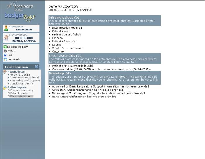 Data Validation Report View